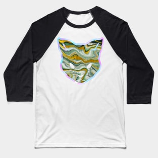 Geode prismatic iridescent gemstone cat - Wiccan Baseball T-Shirt